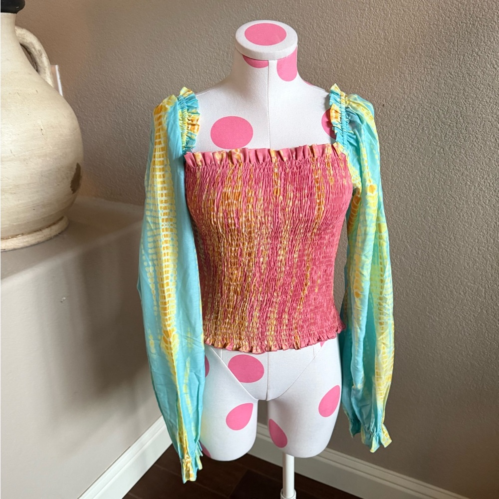 Anthropologie Kavita Bhartia Smock Tie-Dye Blouse, Size Medium